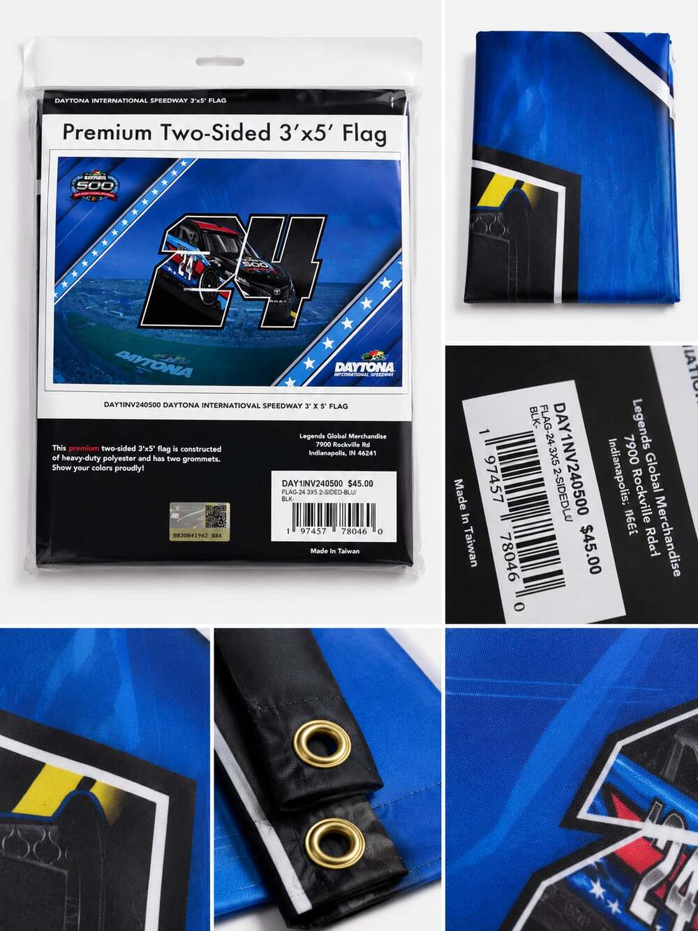 #24 Daytona International Speedway Daytona 500 3'x5' Blue Black Flag NASCAR